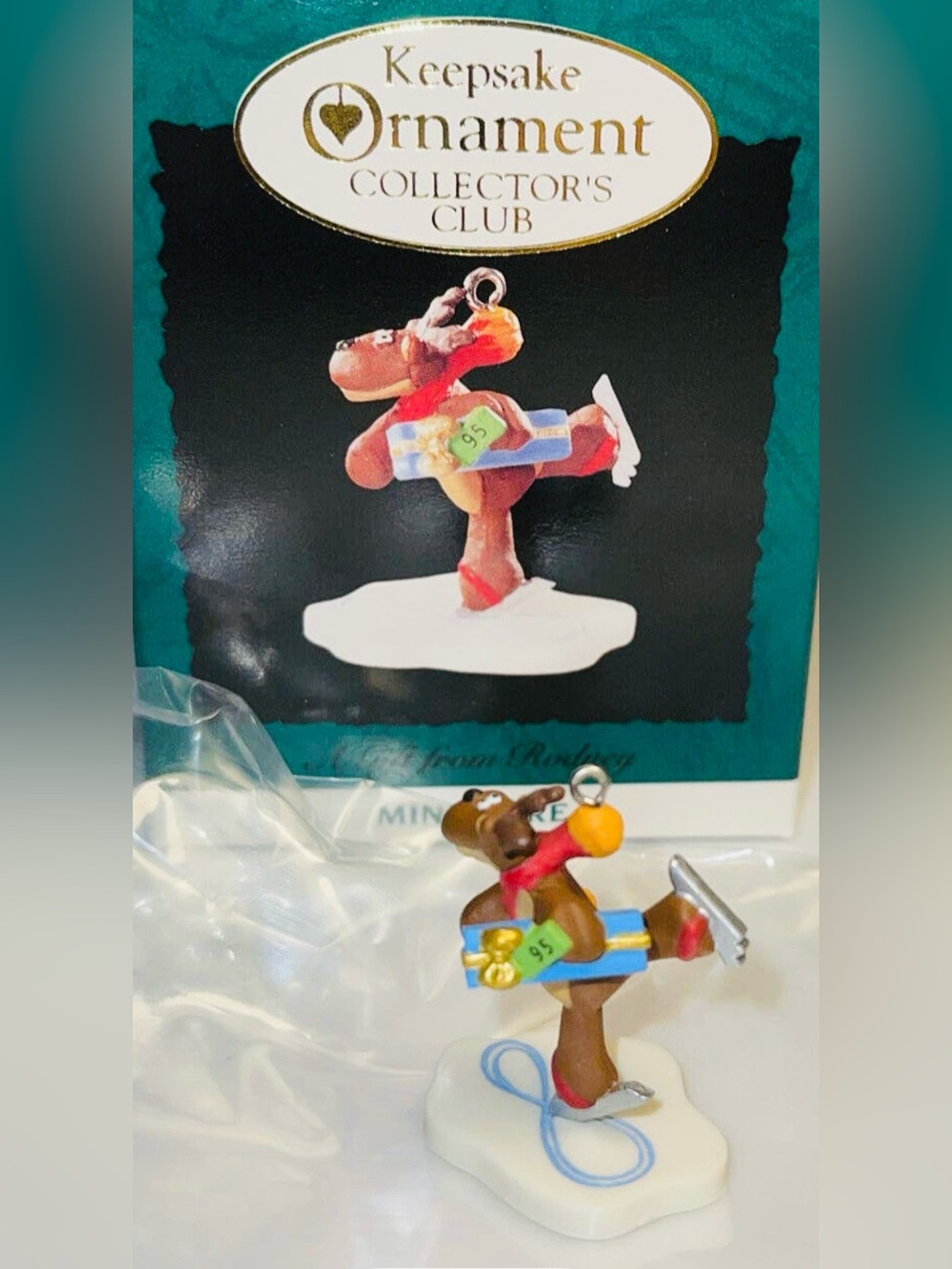 1995 A Gift From Rodney Brown Moose Ice Skating Ornament Charm